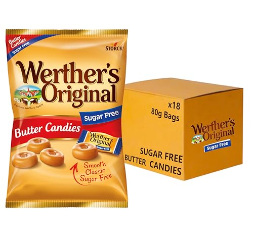 Werthers Original Sugar Free Butter Candies Guilt-Free Indulgence with Rich Buttery Flavour 80 g (Pack of 18)