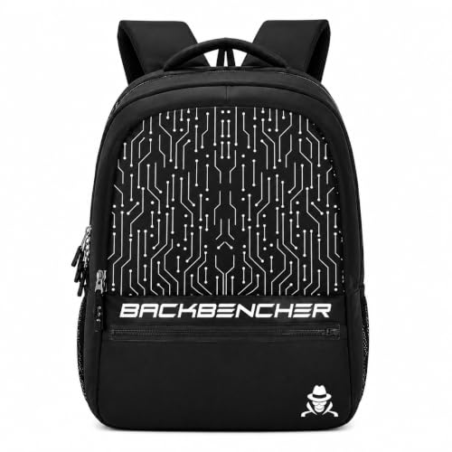 Image of Black Backbencher Printed Backpack for Girls & Men | Stylish Design School Bag with Spacious Compartments, Front Zipper Pocket Shoulder Straps | Casual for School, College, Tuition & Travel