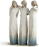 By My Side, Sculpted Hand-Painted Figure,Willow Tree Figurines,By My Side Figurine,Resin Desktop Ornament Home Decorative Statue Gift for Friends Sisters,Cream, Gold, Blue ombré