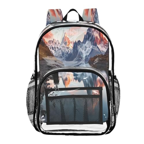 Colorful Wild Flowers Clear Backpack - Stadium Approved Large 15.7-inch Waterproof Transparent Bag for Sports, Concerts, Work, Travel#333