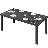YITAHOME Gartentisch, 140x90cm Terrassentisch mit WPC-Holztischplatte und Aluminiumrahmen, wetterfest, quadratischer Outdoor-Terrassentisch mit E-Beschichtung, Outdoor-Esstisch für Garten, Schwarz