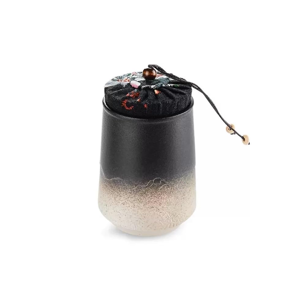 CHENGAIJIAN Tea Canister Portable Mini Ceramic Tea Tin with Cloth Airtight Lid Canister for Loose Spice Caddy Storage Porcelain Jar
