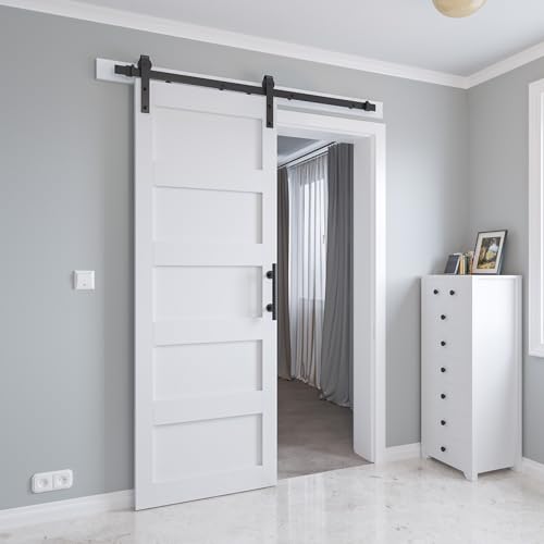 Image of 30in x 84in Sliding Barn Door 5 Panel with Water-Proof PVC Surface