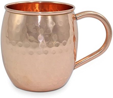 Aakrati Barrel Mug Drinkware for Moscow Mules Pure Copper Hammered 500 ML