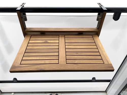 CLICK-DECK Balcony Table HARDWOOD Folding Hanging Railing Dining Garden BBQ Side Table NEW & IMPROVED BRACKET