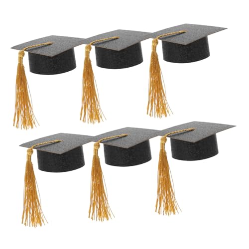 BRIGHTFUFU 6pcs Graduation Goblet Lid Gobstoppers Graduation Cap Wine Cups The Hat Goblet Wine Cup Cover Glass Cover Wine Goblet Decor Wine Goblet Cover Grad Cap Goblet Cover Paper Black