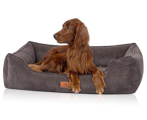 Knuffelwuff orthopädisches Hundebett aus Cord mit Handwebcharakter Nunavut XXL 120 x 85cm Braungrau...