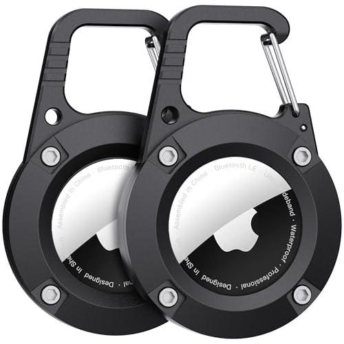 for AirTag Holder 2 Pack,Ultra-Durable Apple AirTag Keychain Case with Carabiner,Waterproof AirTag Holder for Luggage,Keys,Backpack,Car,Bags,Kids