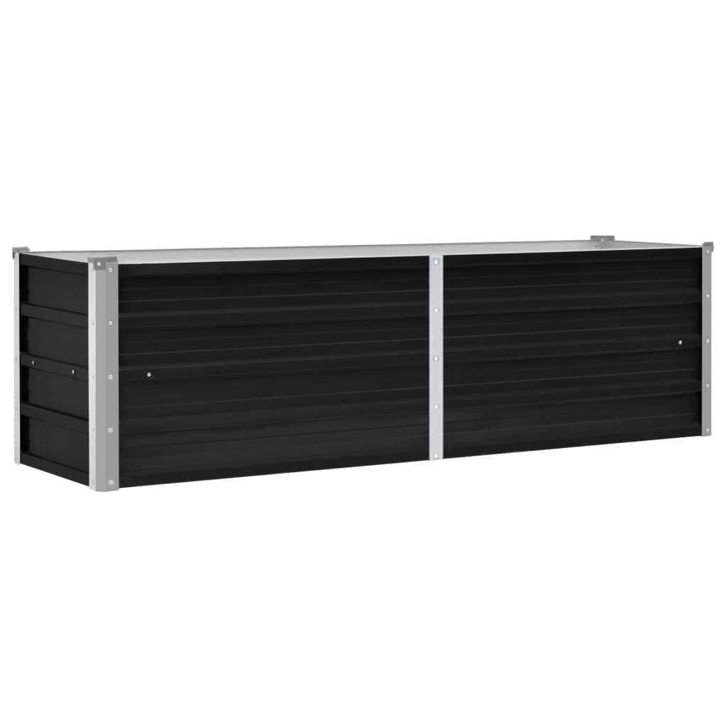 vidaXL Arriate Exterior Grande Macetero Huerto Urbano Maceta XXL Mesa Cultivo Verduras Plantas Flores Acero Galvanizado Gris Antracita 160x40x45 cm
