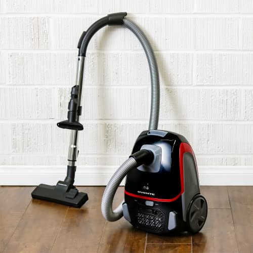 Ovente Electric Bagged Lightweight Canister Vacuum Cleaner With 3 Speed Control, Powerful Portable Suction Machine With 3 Cleaning Attachments For Hard Floor And Carpet, Black St1600B #TOP5