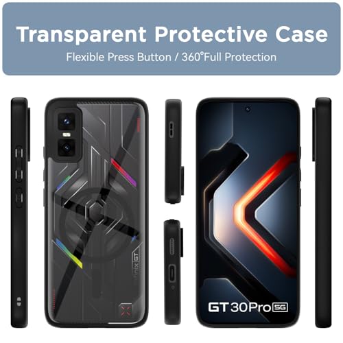 Image of Amazon Basics TPU+PC Back Cover for Infinix GT 30 Pro 5G Compatible with Mag-Safe | Shockproof Design | Hard Transparent Back Case (Black Mag-Safe)