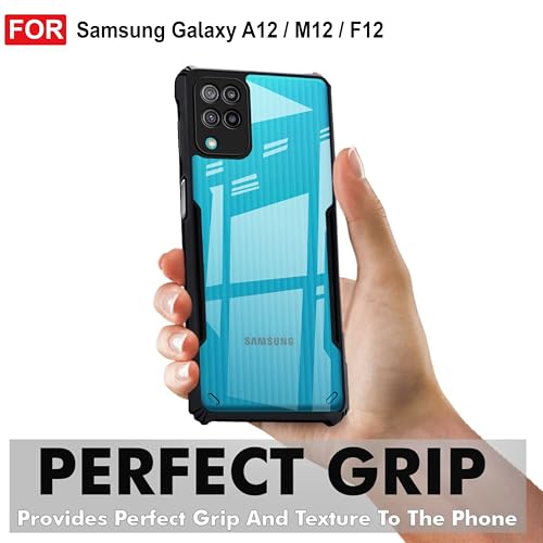 Image of Zapcase Back Case Cover for Samsung M12 / Samsung F12 / Samsung A12 | Compatible for Samsung M12 / Samsung F12 / Samsung A12 Back Case Cover | (TPU + PC | Matte Black)