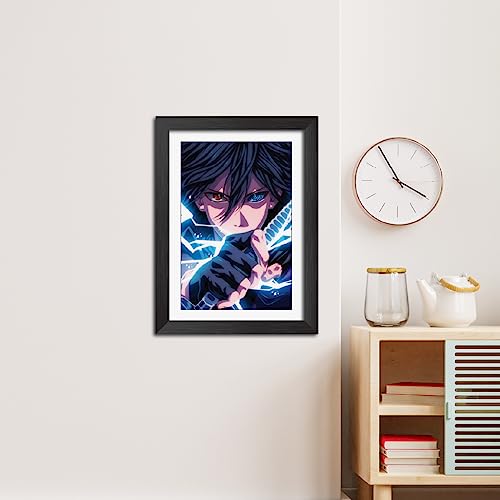 Image of TenorArts Sasuke Uchiha Posters Naruto Anime Poster Laminated Photo Frame Painting with Matt Finish Black Textures (12inches x 9inches)