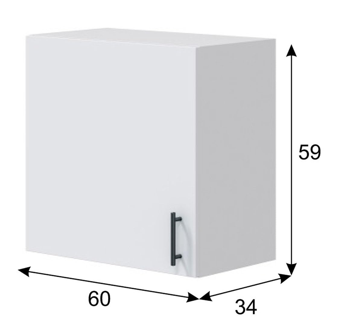 PEGANE Meuble à Suspendre, Meuble Haut pour Cuisine avec 1 Porte Coloris Blanc Brillant - Hauteur 59 x Longueur 60 x Profondeur 34 cm