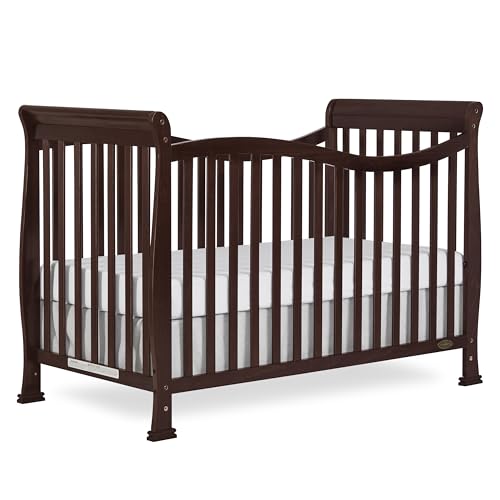 Image of Dream On Me Violet 7-in-1 Convertible Full-Size Baby Crib with Toddler, Day & Full Bed Conversion in Espresso, GreenGuard Gold & BSA, 4 Mattress Heights, Sustainable Pinewood