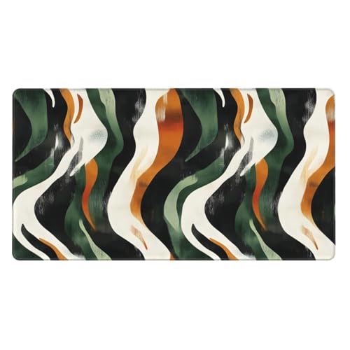Grand tapis de souris de jeu abstrait vert avec bords cousus pour ordinateur