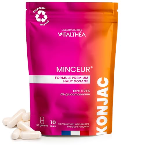 KONJAC PREMIUM | Satiété & Ligne | Haut Dosage | Glucomannane titré à 95% | Fabrication France | 60 Gélules | LABORATOIRES VITALTHEA (60 gélules (lot de1))
