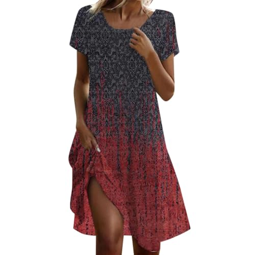 Robe midi à manches courtes et col rond pour femme au style minimaliste