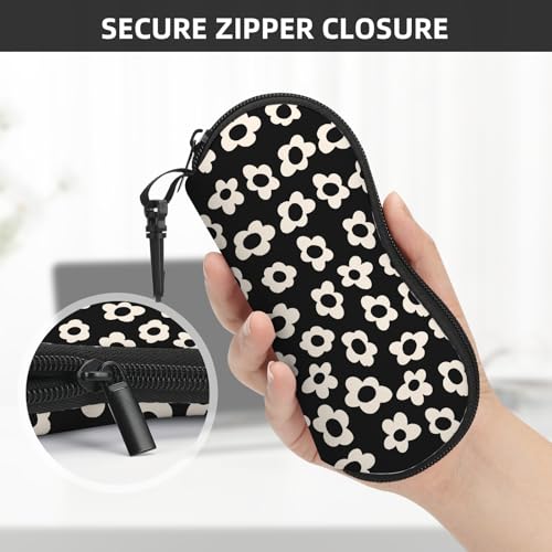 Image of Sunglasses Soft Case, Cute Ultra Light Portable Neoprene Zipper Eyeglass Glasses Case with Belt Clip for Men Women