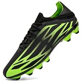  ASOCO DREAM Chaussures de Football Homme Spikes Crampons de Futsal Professionnel Athlétisme Entrainement Adolescents Chaussures de Sport,Noir Vert,43 EU