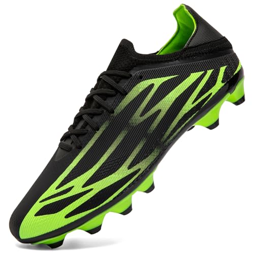 ASOCO DREAM Fußballschuhe Herren Fussballschuhe Stollen Spikes Professionelle Athletics Trainingsschuhe Outdoor Sport Football Schuhe,Schwarz Grün,44 EU