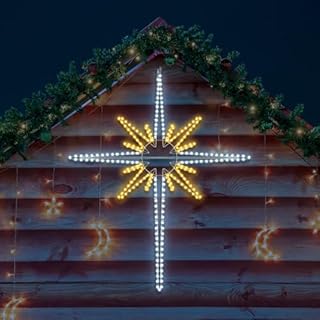 Wettal Large Christmas Bethlehem Star, Lighted Star of Bethlehem, LED Christmas Star Lights Plug in Rope Light for Outdoor Indoor Christmas Tree Wall Bedroom Hanging Party Decoration (Warm White, 48")