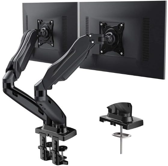 KAV Tech Gas Monitor Mounts - Articulating Arm, Adjustable VESA Mount Desk Stand with Clamp and Grommet Base. (Black, F-160-Dual Arm Gas Spring)-image-20