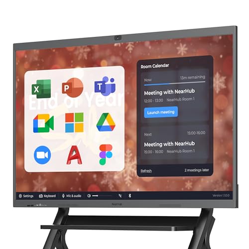 NearHub S Pro 4K UHD Smart Board,65” Windows 11 Interactive Whiteboard for Business &Education,Touchscreen Display with Built-In Camera &Microphones,All-in-One Collaboration Device for Hybrid Meetings