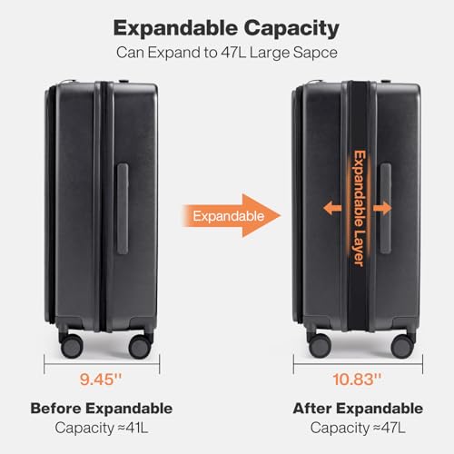 mixi 20 Inch Expandable Carry On Luggage PC Hard Shell Suitcase Top Opening Rolling Travel Suitcases with Spinner Wheels & TSA Lock の商品画像 3