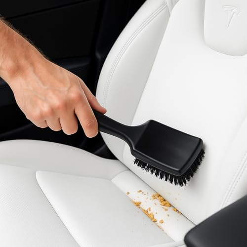 TesLiner Premium Detailing Brush for Tesla Seats & Interior - Tesla Cleaning Products for Seats, Dash, Console | Tesla Model 3 Y S X Car Accessories for 2025 & 2026 Model Y Juniper