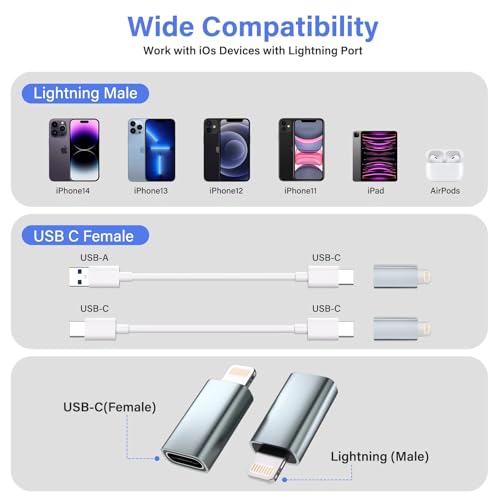 Adaptateur Lightning vers USB C Thousover charge et synchro - 6