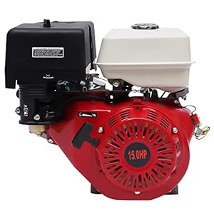 Gas Engine, 4-Stroke 420CC Portable Single Cylinder Horizontal Gas Engine 15HP Air Cooled Recoil Start Gasoline Engine, Go Kart Pull Start Petrol Engine