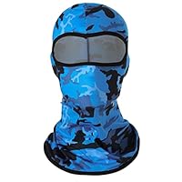 UK-UNIQUE Breathable Lightweight Balaclava Ski Face Mask, Motorcycle Cycling Neck Warmer for Helmet, UV Protector Scarf Unisex Men/Women/Kids/Boys/Girls (Camo Black/Blue, 1)