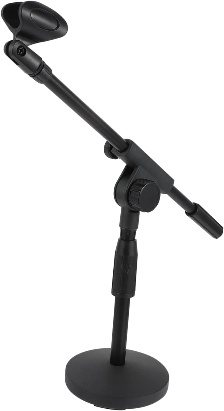 Toyvian Adjustable Desktop Microphone Stand with Weighted Base and Mic Rack for Conference Podcast Live Chat Musician Use Stable and Sturdy Holder