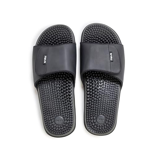 Revs, Men’s Massage Sandals. Reflexology & Acupressure Footbed, Cushion Comfort, Shock-Absorbing Sole, Orthotic Arch Support. Adjustable double strap. Small Steps, Big Results for Health & Well-being.4
