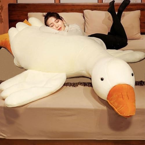 Srutirbo Giant White Goose Plush-51 in Soft Furry Swan Stuffed Animal Pillow,Huge Goose Plush Hugging Pillow Gifts for Every Age (51 in)