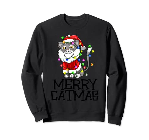 Funny Meowy Catmas Tee Shirt Merry Christmas Cat Lover Gifts Felpa