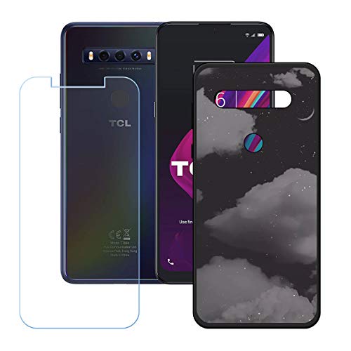 TTJ Funda para TCL 10 SE, Cover Suave Silicona TPU Carcasa Caso Protectora Case + Cristal Templado Film Vidrio Protector de Pantalla para TCL 10 SE (6,52') - OP42
