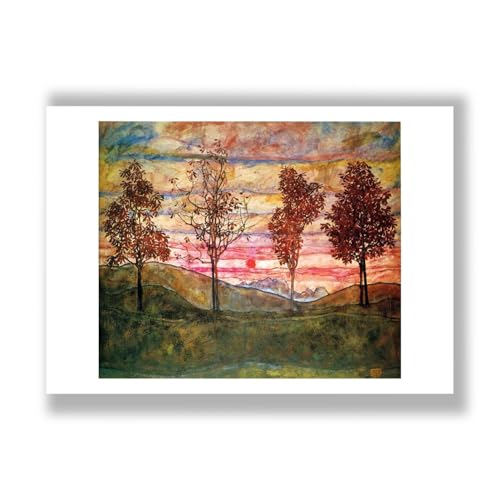 Egon Schiele Four Trees 1917 impression d'art de prestige en finition satinée haut de gamme