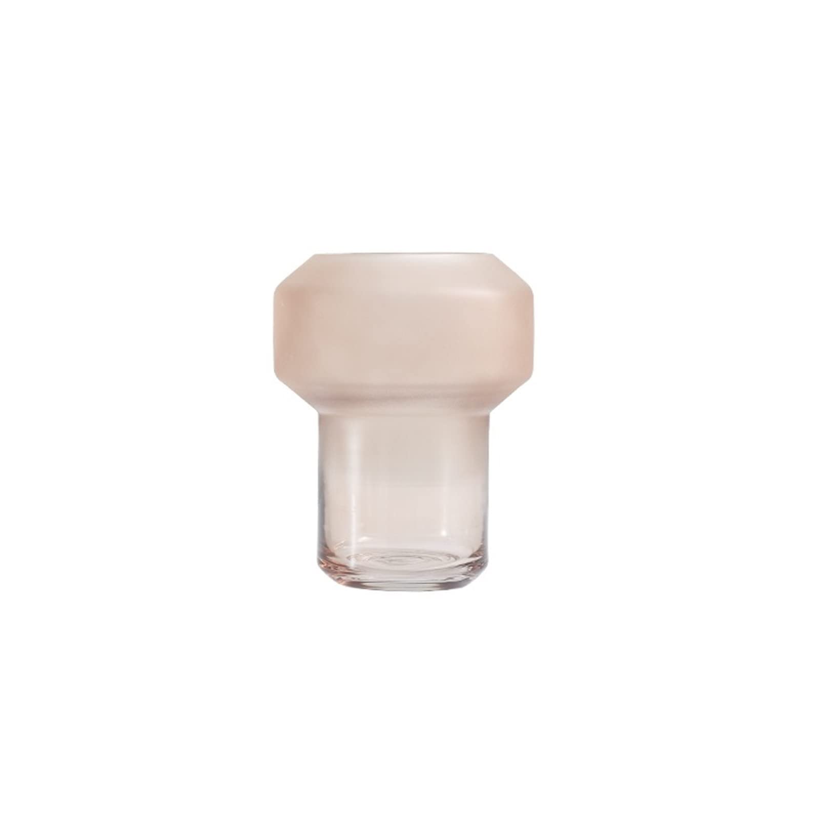 Vaso Di Fiori Decorazione moderna semplice in vaso di vetro rosa Disposizione fiori smerigliati Stanza campione morbida Tavolo da soggiorno floreale(Piccolo)