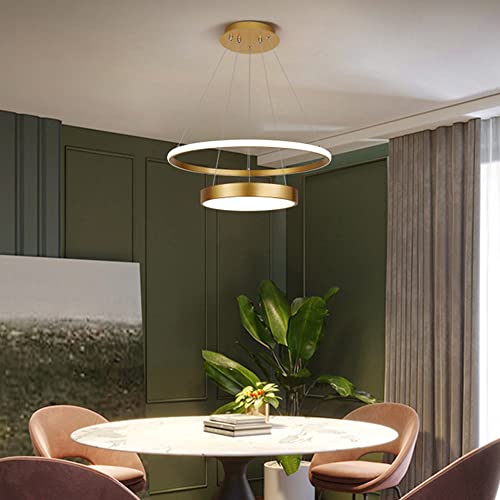 Plafonnier LED dorée au design chic et contemporain pour grand restaurant