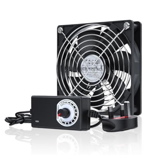 Image of ELUTENG 12V DC Fan with 100V-240V Stepless Speed Controller 120mm Quite Fan