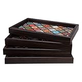 Une touche bohème authentique : sublimez votre intérieur avec ce plateau à café bohème. ses motifs floraux éclatants s'allient à des éléments typiques du style bohème pour créer une pièce maîtresse unique. plateau bohème en bois, plateau à café fleuri