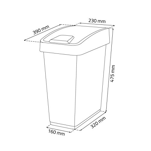 keeeper Premium Abfallbehälter mit Flip-Deckel, Soft Touch, 25 l, Magne, Silber