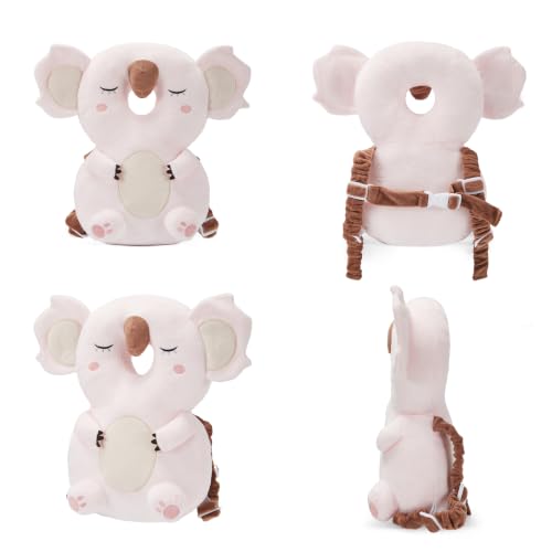Image of Baby Head Back Protector Backpack Toddler Safety Protector Cushion Pad Soft, Adjustable and Lightweight Design for Safe Walking and Crawling Toddlers Girls and Boys(Pink Koala)