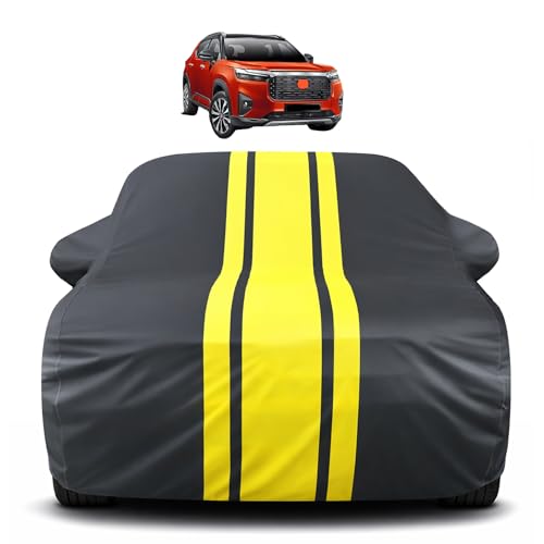 Image of Auto Hub Car Cover Compatible with Honda Elevate with Mirror Pocket, Soft Cotton Lining, Elevate Car Cover Waterproof - Yellow-Black