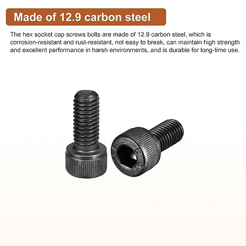 DTGN M8x18mm Socket Head Cap Screws Bolts, 20Pcs 12.9 Grade Alloy Steel, Metric Machine Hex Socket Screw, Hex Drive - Image 3