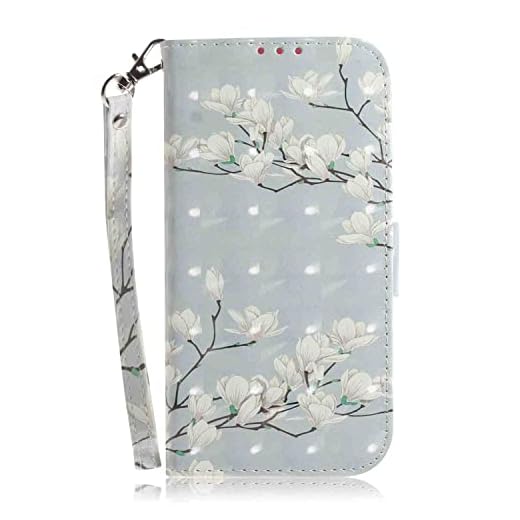 SHOYAO Capa para celular carteira Folio Case para Samsung Galaxy M53 5G, capa fina de couro PU premium para Galaxy M53 5G, suporte de visualização horizontal, cordão, escola, flor de magnólia