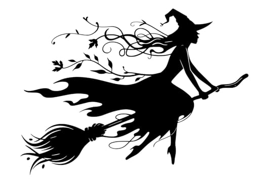 Pegatina Personalizada Troquelada – Bruja del Bosque – Vinilo Adhesivo Resistente al Agua – Sin Fondo – Stickers para Coches, Motos, Portátiles y Más (Negro, 12 x 8,5 cm)