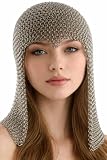 AUTHENTIC MEDIEVAL DESIGN: Handcrafted chainmail coif hood featuring 10mm aluminum butted rings in anodized silver finish, perfect for cosplay, reenactments, and medieval costume collections LIGHTWEIGHT CONSTRUCTION: Made from high-quality aluminum r...